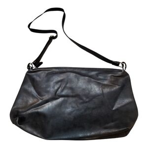 Sleek Black Faux Leather Crossbody Bag